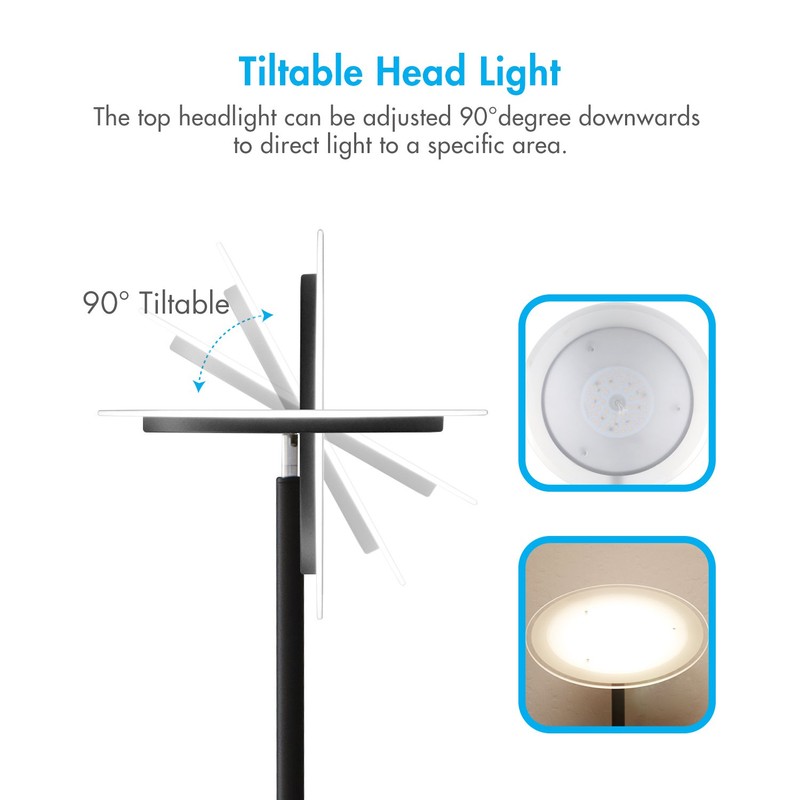 Tenergy Modern Torchiere Floor Lamp, 3000L LED, 30W, Remote Control,