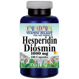 Vitamins Because Hesperidin Diosmin 50mg/450mg 180 Caps by Vitamins Because 1000mg per 2 Caps
