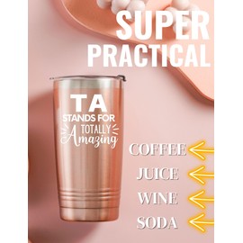 Onebttl Teacher Gifts Tumbler for Women Men, 20oz Stainless Steel Cup with Lid Straw for Teacher Day, End of School, Christmas - Teacher Assistant Totally Amazing