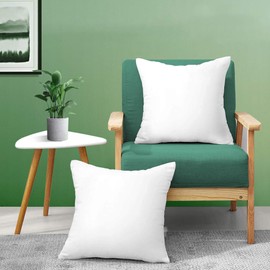 Acanva PI-ACV16-2P 16x16 Set of 2 | Soft Square Throw Inserts with Microfiber Filled | Full Back Support Decorative Pillows Cushion with Smooth Cover for Sofa Bed Couch & Chairs, White, 2 Count