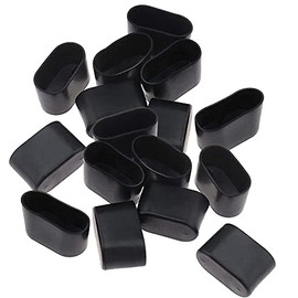 QKQB 107G Oval Chair Foot Cover Black, Acrylic, 15 x 30 mm