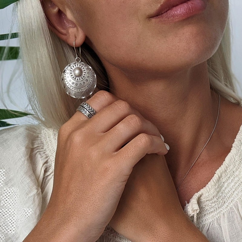 81stgeneration Karen Hill Tribe Leaf Rings in 999 Fine Silver