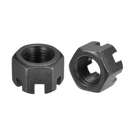 QUARKZMAN M12x1.25mm Hex Slotted Nuts Carbon Steel 4.8 Grade Hex Nuts Black Pack of 12