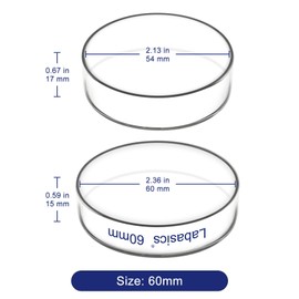 Labasics Petri Dish with Lid, High Borosilicate Glass, High Transparency for Laboratory Use, Ideal for Scientific Experiments, 60 mm Diameter, 1-Pack