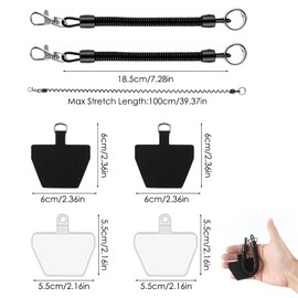 kclkda 2 Pack Anti-Lost Elastic Tether Wrist Strap with Patch, Phone Lanyard Theftproof, 2 Coiled Cords 4 Patches 1 climbing buckle Universal for Most Smartphones for Outdoor Hiking Climbing