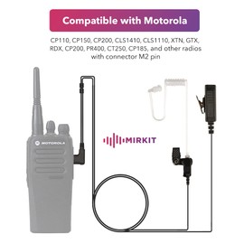 MIRKIT Heavy Duty Walkie Talkie Earpiece with Mic Compatible with Motorola Radio M2pin CLS1110 CP110 CP200 RMU2040 Acoustic Tube Earpiece with Push to Talk Microphone & Lanyard Ham Radio Operator