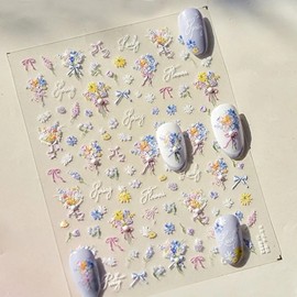 Nail art bright feeling pearl deco spring flower embossed stickers 3 types - WFHTRMI embossed stickers - 211 / 네일아트 화사한 느낌 진주데코 봄꽃 엠보 스티커 3종-WFHTRMI 엠보스티커 - 211