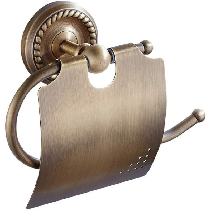 YWHWLX トイレットペーパーホルダー 真鍮製 紙巻器 カバー付き 壁掛け おしゃれ アンティーク風 バスルーム装飾