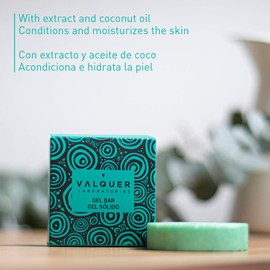 Valquer Gel Corporal Sólido Summer. Acondiciona y repara la piel con extracto y aceite de coco, Vegano, Sin Jabón, Sin Plástico, Sin Siliconas, Ecológico, 50 g