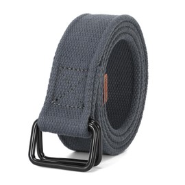 JASGOOD Men Canvas Belt Web Fabric Casual Work Belt with Black D Ring Set of 1,Grey