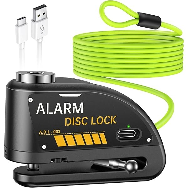 ONVIAN Rechargeable Motorcycle Lock with 120db Alarm and 6FT Steel