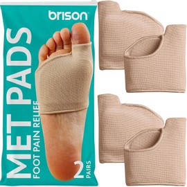 BRISON - almohadillas para orejas de metatarsiano para mujeres y hombres, cojín de bola de pies, almohadillas para orejas de gel para mangas de gel, calcetines suaves de tela para aliviar el dolor de