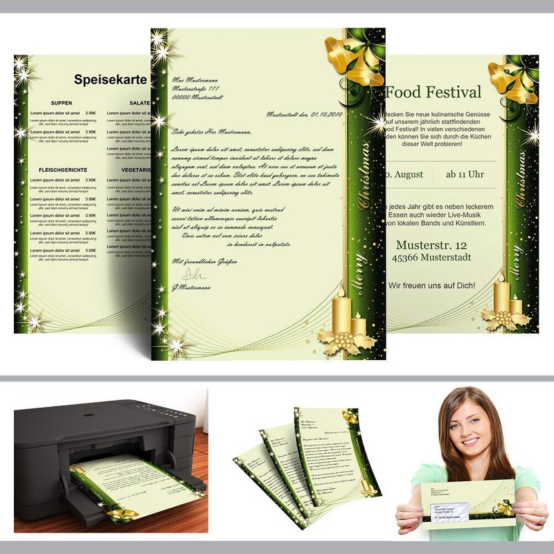Writing Paper Sets Letter Paper with Envelope Christmas Symbols 50