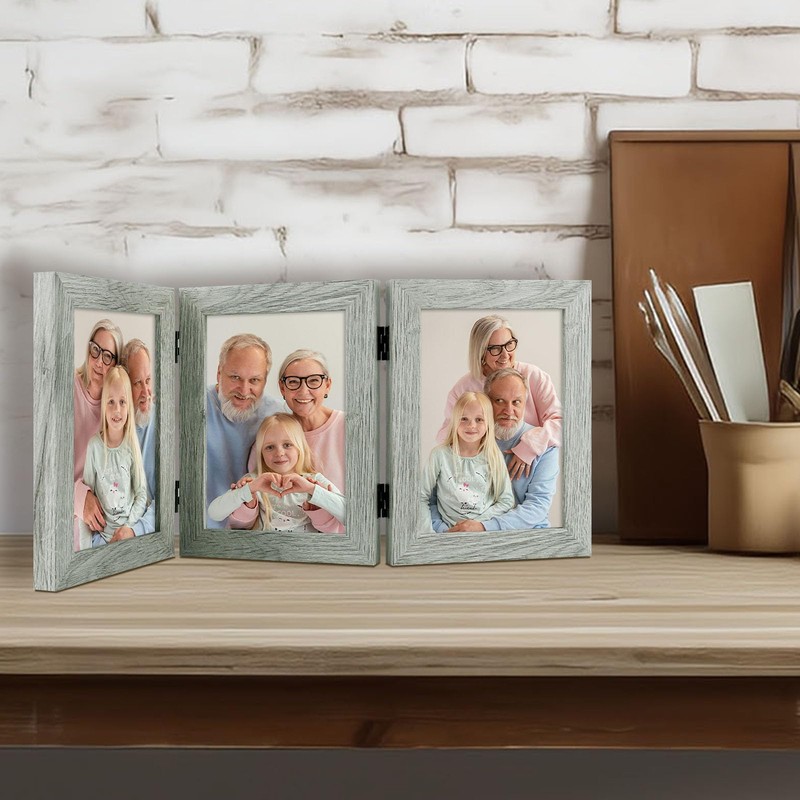 Frametory, 5x7 Triple Picture Frames Hinged 3 Photos Frame Collage,
