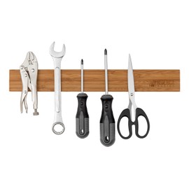 Frederica Trading Heavy Duty 15" Bamboo Knife Magnetic Strip With 6 Dual-Magnet Zones | Wall Mounted Magnetic Knife Holder Holds 6 Knife & Tool | Wooden Magnetic Knife Rack- Mounting Hardware Included