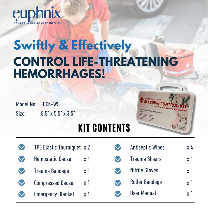 euphnix Mountable Bleeding Control Kit - Essential Emergency Hemorrhage Supplies