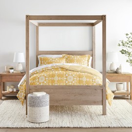 LINENS & HUTCH Comforter Set Patterned Microfiber All Season Down-Alternative Ultra Soft Bedding in Daisy Medallion - King/Cal-King Daisy Medallion Yellow