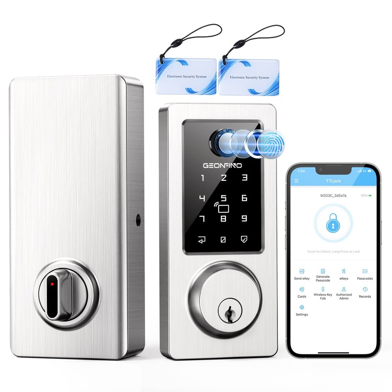 Fingerprint Keyless Entry Door Lock 6-in-1, Electronic Deadbolt with Auto-Lock,