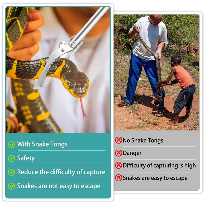 Repgfor 50" Collapsible Stainless Steel Snake Grabber Tool: Multi-Functional Hook,