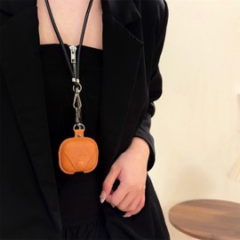 ChouXiLin Leather Case for AirPods 4/AirPods 4 (2024) Noise Cancelling - Brown Premium Shockproof Protective Cover with Detachable Neck Strap & Keychain, Travel-Friendly Accessories for Women