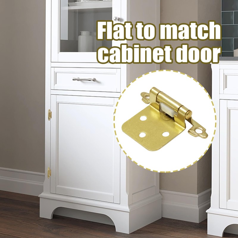 BokWin 4 Pack 1/2" Overlay Brass Gold Self-Closing Kitchen Cabinet