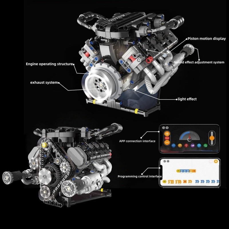 V8 Engine Building Kits That Runs with Motor - 715+Pcs