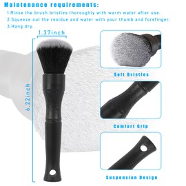Ziciner Car Detailing Brush, Ultra Soft Car Detail Brush Kit for Elegant Surfaces, Auto Scratch-Free Cleaner Kit for Car Interior & Exterior, Wheels, Dashboard, Engine Bay (Short Handle)