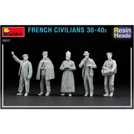 Mini Art MiniArt 38037 1:35 Figure, Fran. Civilians 30-40 Res.(5) Faithful Replica, Model Building, Plastic Kit, Crafts, Hobby, Gluing, Model Kit, Assembly, Unpainted, S