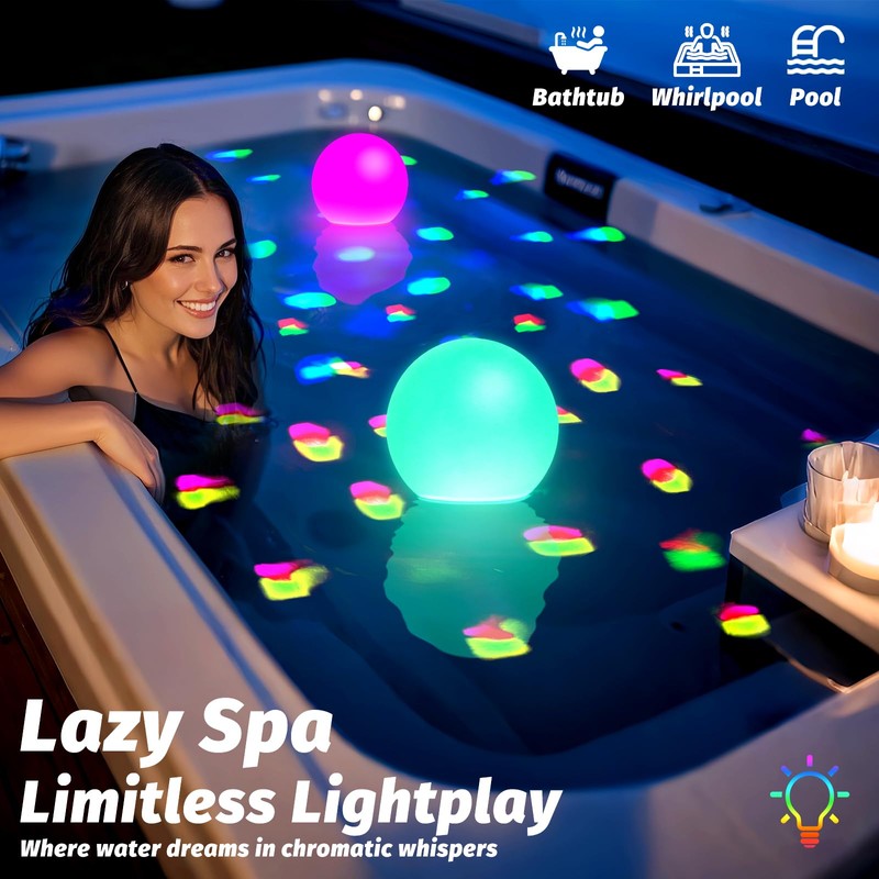 Floating Pool Lights, 6 Inch Light Up Pool Balls with