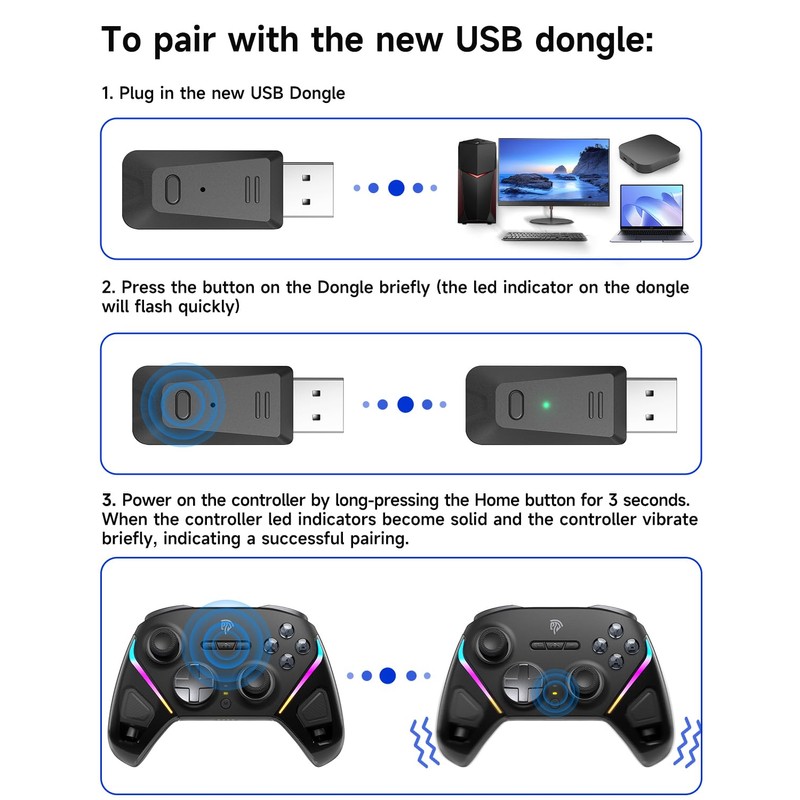 Wireless Receiver Dongle for EasySMX D10 Wireless Controller