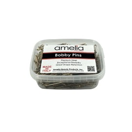 Amelia Beauty Products Standard Bobby Pin Waved | Hair Styling Accessories Hair Pins - for all Hair Types | 300 Gram in Clear Container Premium Pins Made in Italy - Tortoise