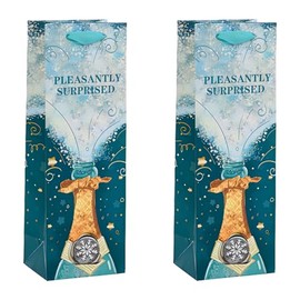 HANSWARE 2PCS Wine Gift Bag Wine Bags for Wine Bottles Gifts Paper Bottle Gift Bags with Handles for Valentines,Wedding,Easter,Christmas,Baby Shower,Birthday Party,Green 14