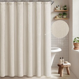 NDDYCU Boho Shower Curtain Cotton Morden Mid Century Minimalist Arch Texture Shower Curtain for Bathroom, Greige,72" W X 72" L