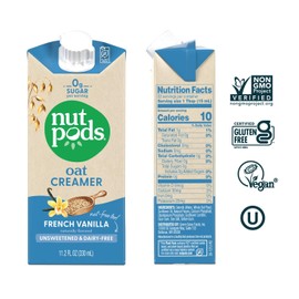 nutpods Oat French Vanilla, (3-Pack), Unsweetened Dairy-Free Creamer, Nut-Free Creamer, Made from Oats, Gluten Free, Non-GMO, Vegan, Kosher
