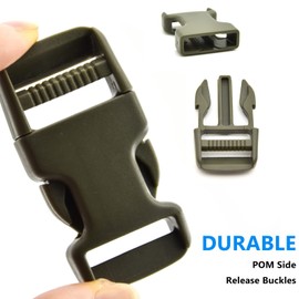 MELORDY 1 inch Buckles Straps Set with 10 Yards Nylon Webbing, 10 pcs Quick Side Release Plastic Buckle, 20 pcs Tri-glide Slide Clip for Luggage and Backpack Replacement (Army Green)