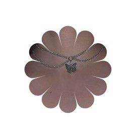 Allereya Boho Layered Butterfly Necklace Choker Silver Dangle Necklace Double Wrap Silver Choker Necklace Short Necklace Chain Jewellery for Women and Girls, Metal