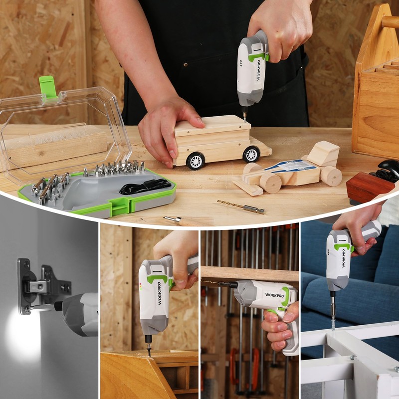 WORKPRO Powerful 3.6V Cordless Electric Screwdriver Set with 240 RPM