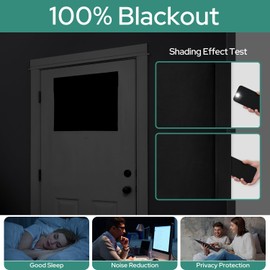 HOMEIDEAS 100% Blackout French Door Curtains, Privacy Small Door Curtains for Window, 26 X 20 Inch Shades for Front Window, Thermal Insulated Covering, 1 Panel, Black