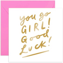 Old English Co. Friend Encouragement Card - 'You Go Girl' Good Luck Card for University, College, Exams - New Job Farwell Leaving Card for Female Colleague | Blank Inside with Envelope