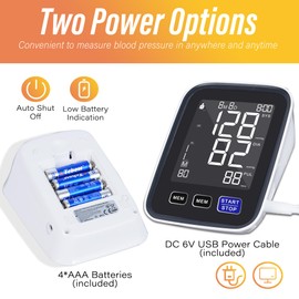 Rgdood Automatic Upper Arm Blood Pressure Monitor, Dual User 2x90 Memories Digital Blood Pressure Machine with (8.5"-16.5") Cuff Size, BP Monitor with 4*AAA Batteries & DC Cable