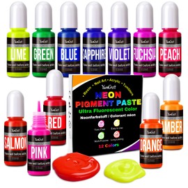 Neon Pigment Paste 12 Colours, Concentrated Dye for Epoxy Resin Crafts