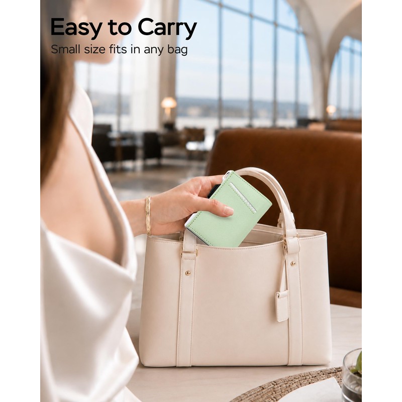 RFID Wallet Women with AirTag Holder Pop Up Metal Card