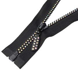 MebuZip #5 28 Inch Colorfull Rhinestone Zipper Lightning Shiny Colored Separating Diamond Zippers Open-End for Sewing DIY Jacket Bag Coat Craft (CDZ)