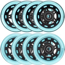 HeyZomm Inline Skate Wheels Outdoor & Indoor Inline Skate Replacement Wheels 85a Roller Hockey Wheels w/Bearings ABEC-9 & Floating Spacers, 64mm 70mm 72mm 76mm 80mm 84mm 90mm Dia, 8-Pack (72mm, Blue)