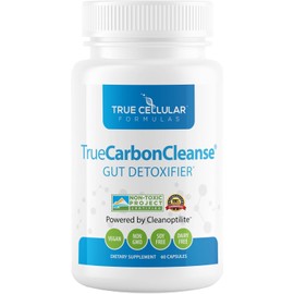 TrueCarbonCleanse™ - Perfect Gut Detoxifier & Binder - Advanced Formula with Organic Bamboo Activated Charcoal Capsules - 60 Capsules - Vegan, Non GMO, Gluten Free, Soy Free, Non-Toxic Certified