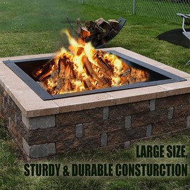 Simond Store Square Fire Pit Ring Insert - 2mm Heavy Duty Steel 29" OD & 25" ID Fire Pit Liner - Smokeless Bonfire Liner with Easy Assembly for Outdoor Gatherings