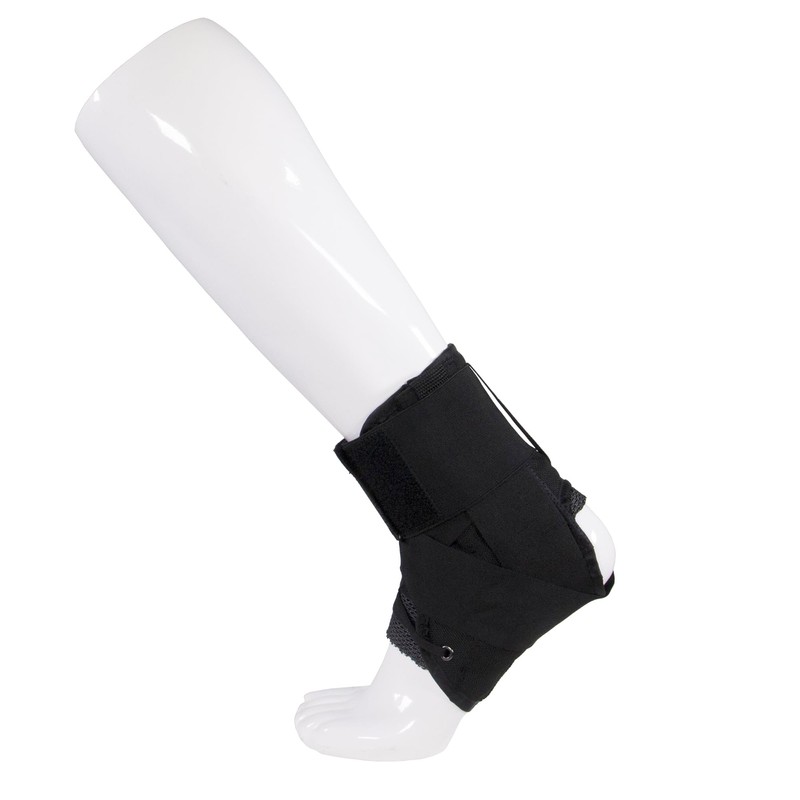 OTC Ankle Stabilizer Brace with Criss-Cross Lace-Up Adjustable Support, Black,