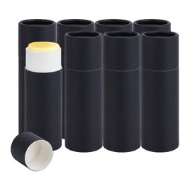 NICENEEDED Pack of 8 Black Cardboard Lip Balm Tubes, 1.2 oz Refillable Paper Lipstick Sleeve, Round Empty Lip Gloss Container Made of Cardboard