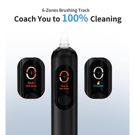 lunakind Electric Toothbrush with AI Smart Display, 4 Modes with Missed Spot Detection, Pressure Sensor, 2 Mins Timer, 40° Oscillating 52000 VPM Sonic Toothbrush with Travel Case, 2 Brush Heads, IPX7