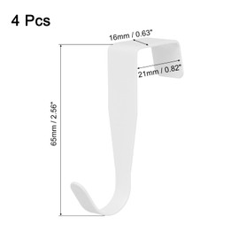 uxcell Over The Door Hook, 4 Pack - Carbon Steel Cabinet Door Single Hooks, Metal Door Hanger for Home Kitchen Decoration (White)